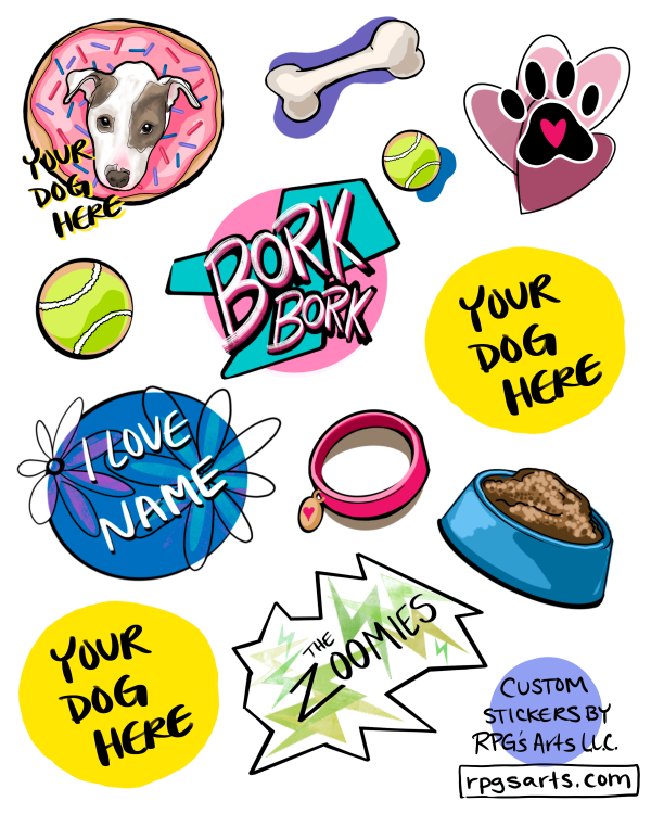 RPG's Arts, LLC. die-cut sticker, holographic sticker, holographic vinyl, vinyl sticker, dog sticker, cute sticker, car sticker, water bottle sticker, aesthetic sticker, pet sticker, glossy sticker